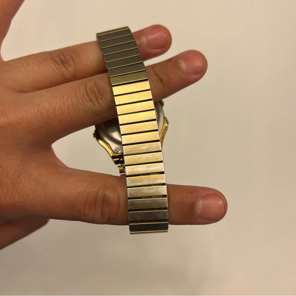 Timex ‎ Digital Goldtone Expansion Watch Alarm Indiglo Chrono New Battery 6.5”